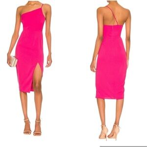 Lovers + Friends Pink Asymmetrical One Shoulder Cocktail Dress